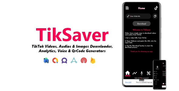 TikSaver – Videos, Photos & Audios Downloader, Analytics | ADMOB, FAN, APPLOVIN, FIREBASE, ONESIGNAL