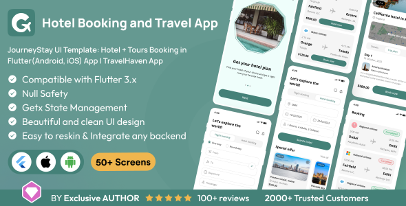 JourneyStay UI Template: Resort + Tours Booking in Flutter(Android, iOS) App | TravelHaven App