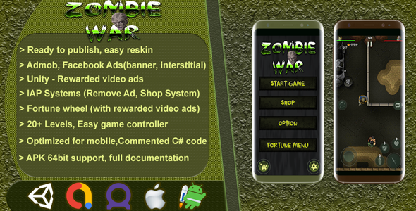 Zombie War – Battle Fight 2D – Total Sport Template / Project – Unity Sport