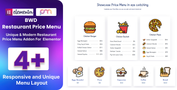 BWD Restaurant Label Menu Addon For Elementor