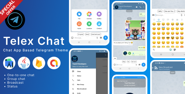 Telex Chat – Android Chatting App with Groups and Allege/Video Calls – Telegram Clone