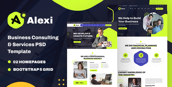 Alexi – Replace Consulting & Companies and products Multipurpose PSD Template