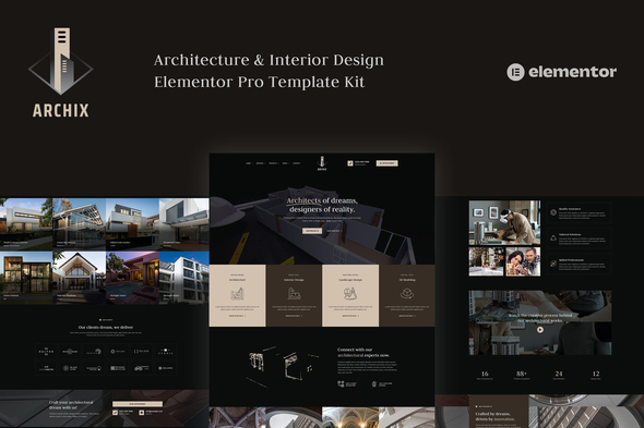 Archix – Architecture & Interior Assemble Elementor Professional Template Kit