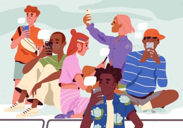 Other folks with Phones Chatting on Web Vector