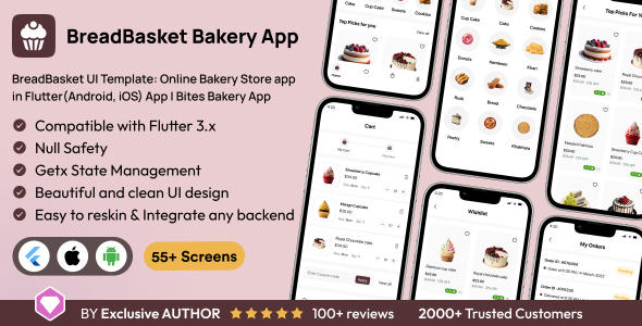 BreadBasket UI Template: On-line Bakery Retailer app in Flutter(Android, iOS) App | Bites Bakery App