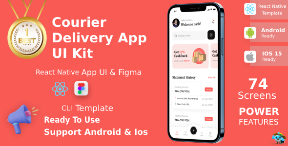 Quickly Courier Online Provider App ANDROID + IOS + FIGMA | UI Equipment | ReactNative CLI