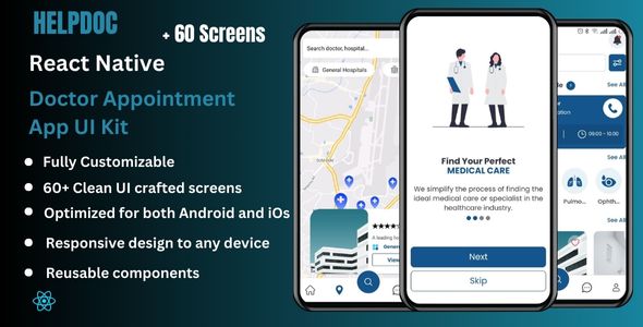 HelpDoc – Physician Appointment Reserving App Template UI KIT | React Native