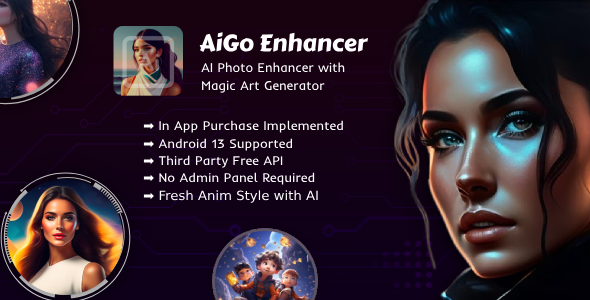 AiGO Enhancer : AI Photo Enhancer with Magic Artwork Generator | In app pick | Admob