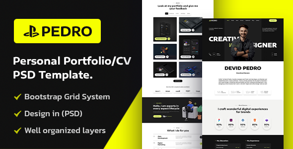 Pedro – Private Portfolio/CV PSD Template.