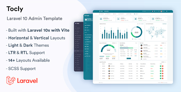 Tocly – Laravel Admin & Dashboard Template