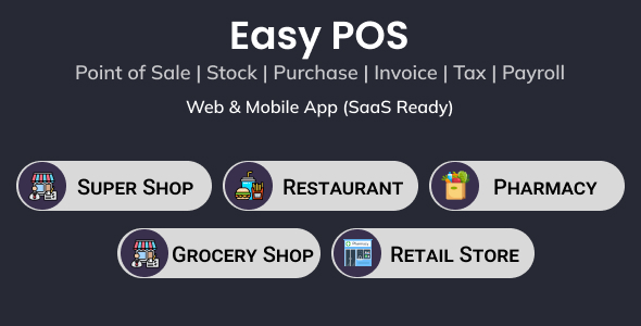 Straightforward POS- Point of Sale | Stock | Carry | Invoice | Tax | Payroll | Web & Cell App (SaaS Ready)