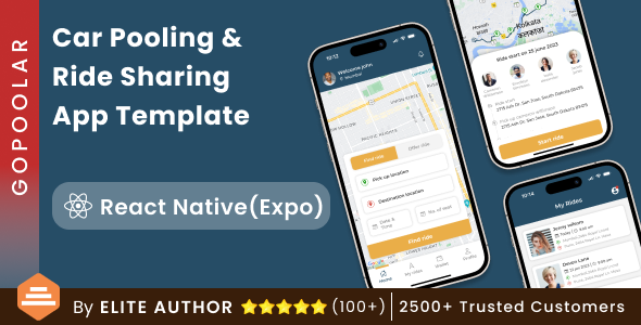 Carpooling App | Bike Pooling App | Trip Sharing App | Car sharing App | React Native | GoPoolar