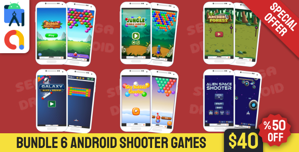 Bundle 6 Shooter Android Studio Video games with AdMob Ads