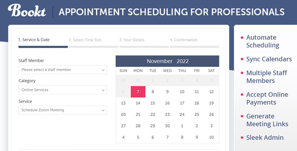 Bookt | WordPress Appointment Booking & Scheduler