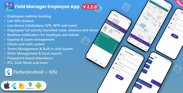 Employee App for Field Supervisor SaaS & non SaaS | Employee GPS tracking application | Flutter