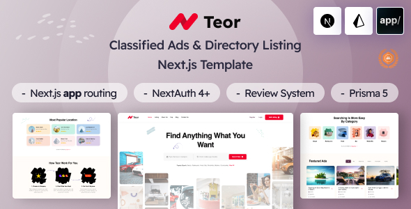 Teor – React Nextjs Labeled Ads & List List Script