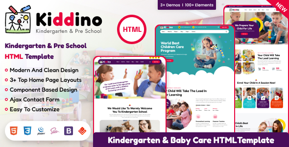 Kiddino – Younger of us, Formative years, College & Kindergarten HTML Template