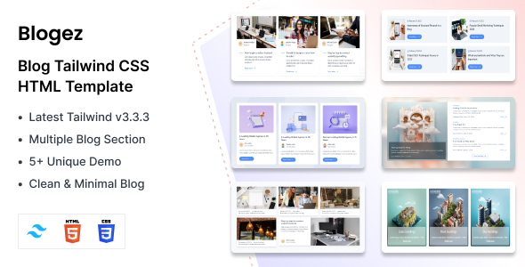 Blogez – Weblog Pages Tailwind CSS 3 HTML Template