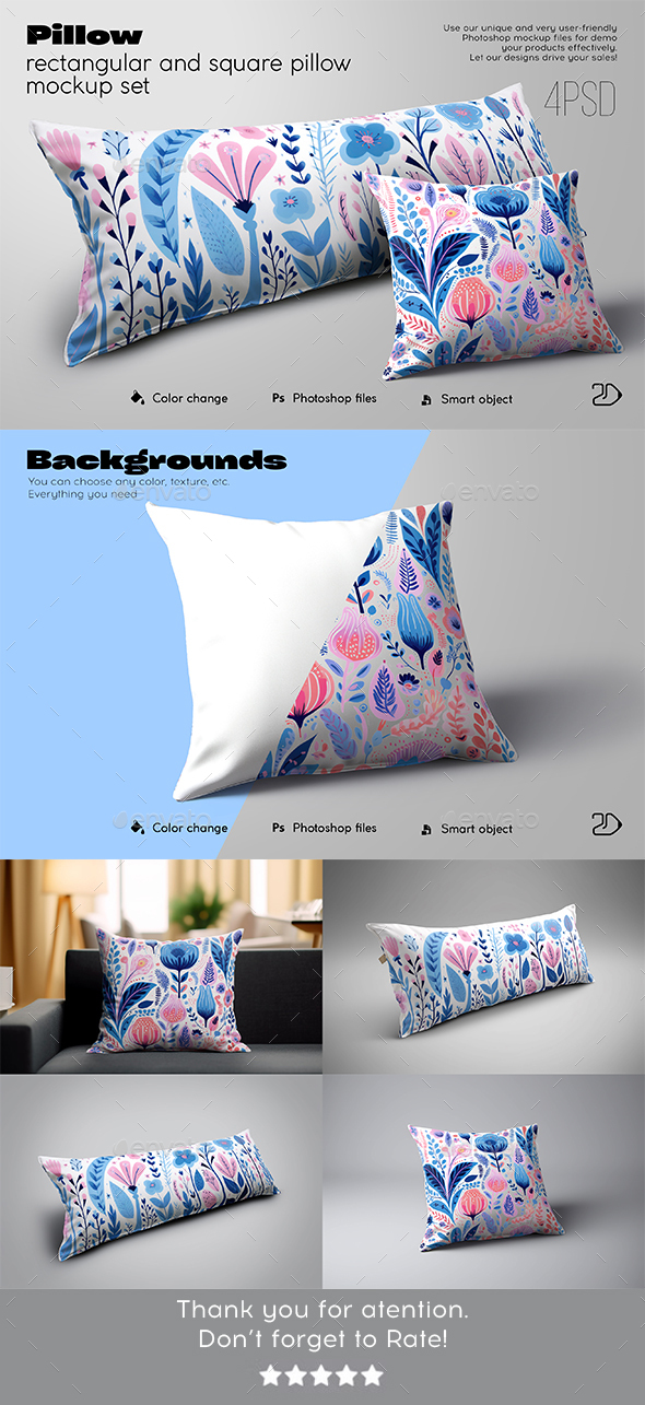 Rectangular/Square Pillow Mockup set