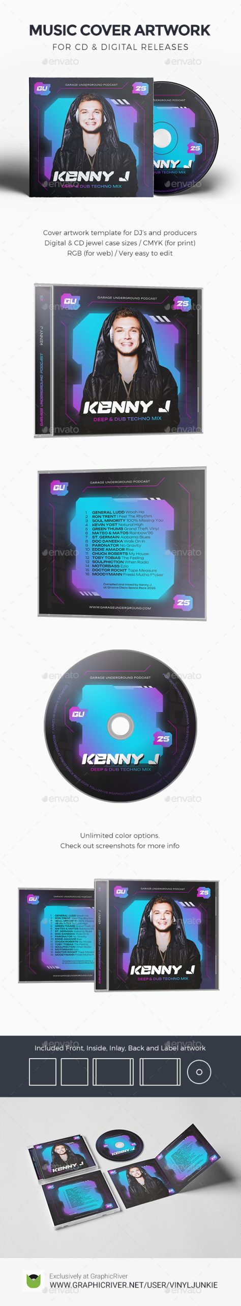 DJ Music Duvet Art work Template for CD / Digital Releases