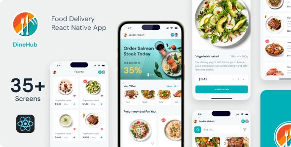 DineHub – Restaurant Meals Supply App | React Native CLI 0.72.4 + Admin Panel