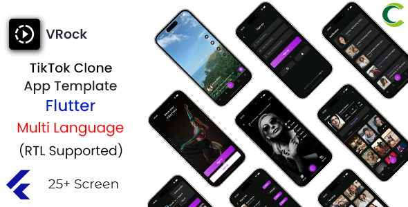 TikTok Clone App Template in Flutter | Video Creating & Sharing App | Instant Video App | VRock