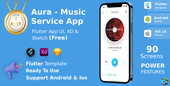 Music Carrier App | UI Kit | Flutter | XD, Sketch FREE | Life Time Update | Air of mystery