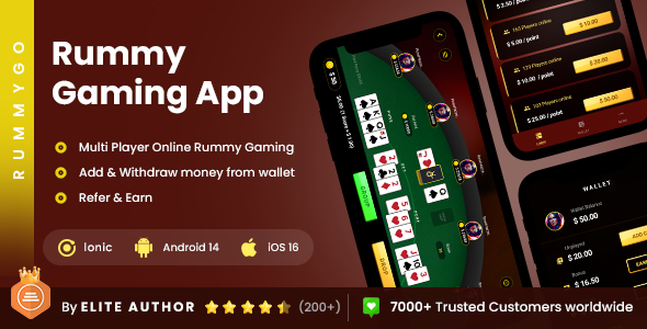 2 App Template | On-line Rummy Gaming App | Multiplayer Rummy Card Sport IONIC App | RummyGo