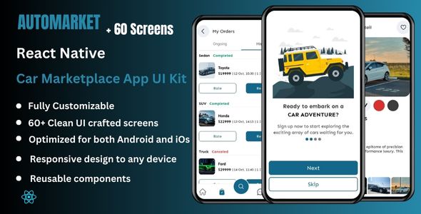 AutoMarket – Automobile Market App Template UI KIT | React Native