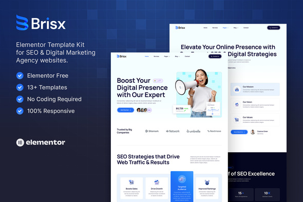 Brisx – web optimization & Digital Marketing and marketing Agency Elementor Template Bundle