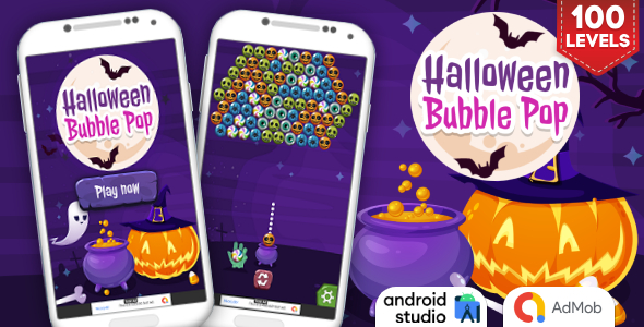 Halloween Bubble Pop – Bubble Shooter Game Android Studio Project with AdMob Adverts + Ready to Put up