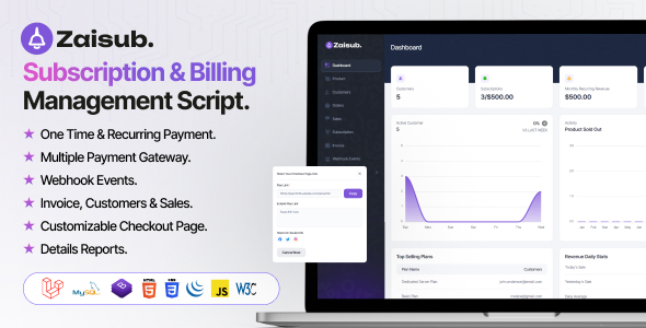 Zaisub – Subscription & Billing Management Laravel Script.