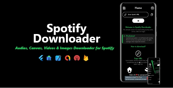 Spotify Downloader – Spotify Audios, Canvas, Videos & Photography Downloader | ADMOB, ONESIGNAL, FIREBASE