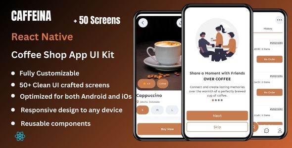 Caffeina – Espresso Shop App Template UI KIT | React Native