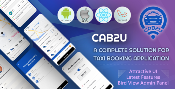 Cab2u – React Native Full Taxi Booking Solution