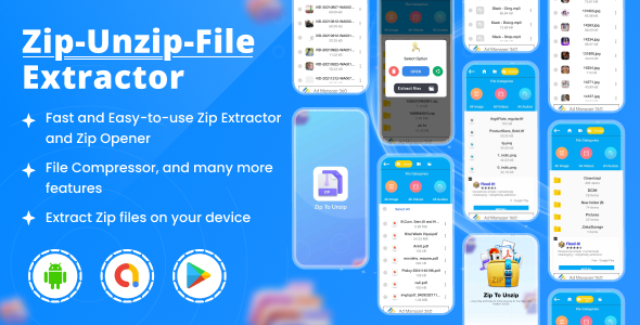 Zip Unzip files extractor – Zip Recordsdata Archiver – Zip File Reader – Unzip Archiver – Zip Maker