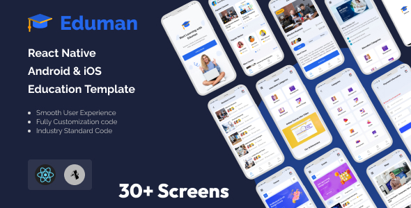 Eduman – React Native Android & iOS Training Template