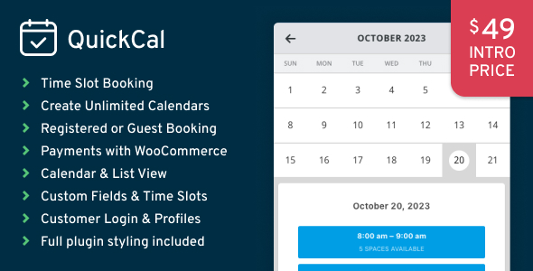 QuickCal – Appointment Reserving Calendar for WordPress