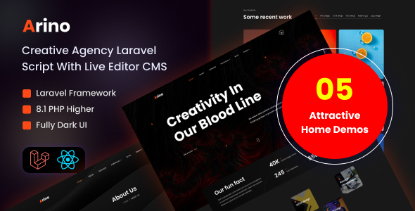 Arino – Creative Company Laravel Script With Are living Editor CMS