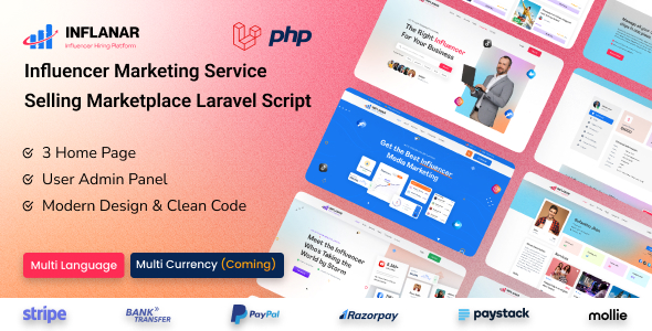 Inflanar – Influencer Marketing and marketing Provider Selling Market Laravel Script