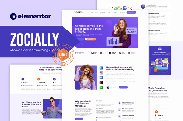 Zocially – Social Media Marketing and marketing & Analythic Elementor Template Equipment