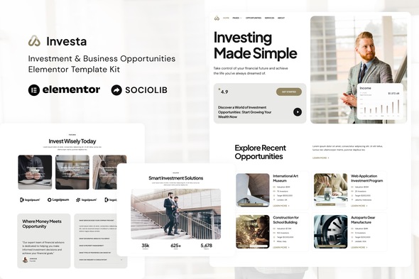 Investa – Investment & Business Opportunities Elementor Template Package deal