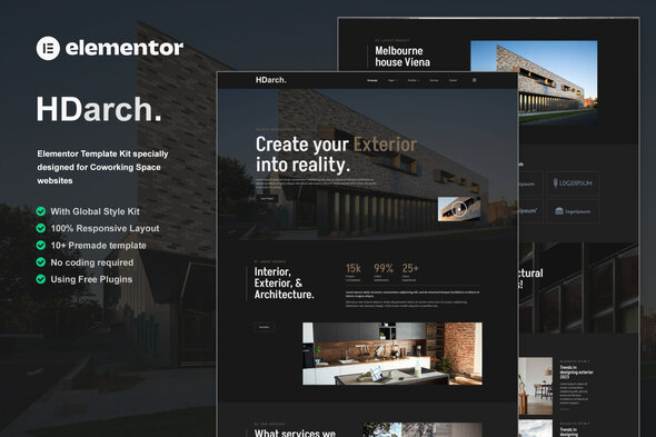 HDarch – Structure & Interior Elementor Template Kit