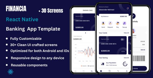 Financia – Cell Banking App Template | React Native