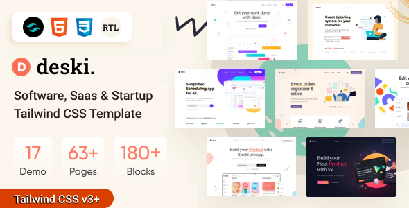 Deski – Machine, SaaS & Startup Tailwind CSS + RTL Template