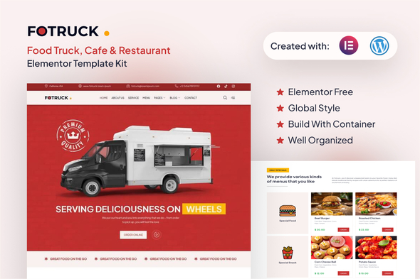 Fotruck – Food Truck, Cafe & Restaurant Elementor Template Equipment