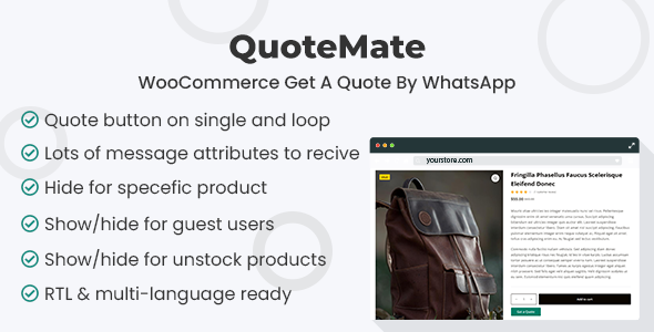 QuoteMate – WooCommerce Receive A Quote By WhatsApp