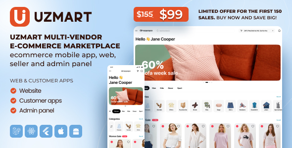 Uzmart Multi-Dealer E-commerce Marketplace – eCommerce Cell App, Net, Seller and Admin Panel