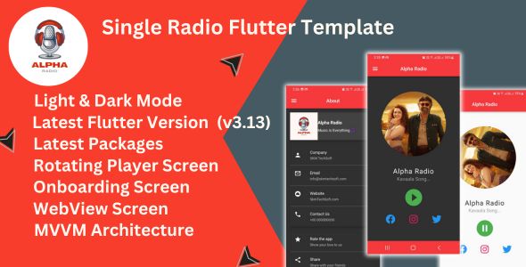 Alpha Radio || Single Radio Template || Flutter Template || Rady to utilize Template for Android and IOS