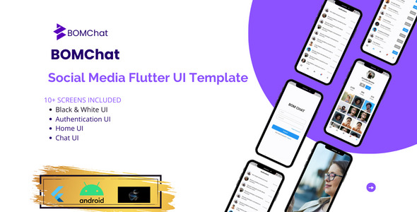 BOMChat – Social Media Flutter UI Template